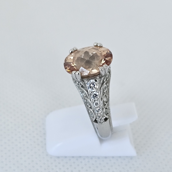 Authentic Tacori Morganite & Diamond Simulant Ring Sterling Silver Size 7! - Picture 4 of 5